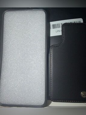 Black Leather Phone Wallet Case with Foam Insert